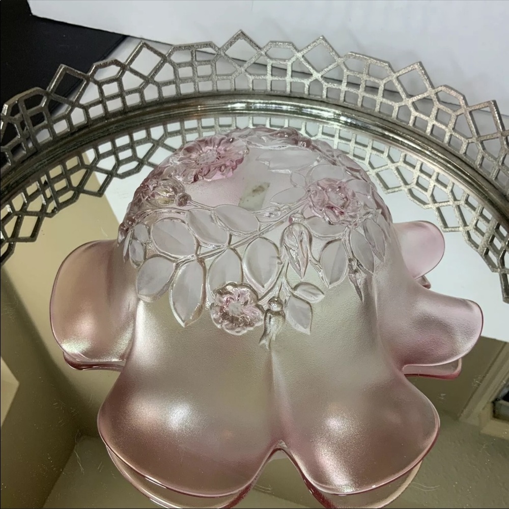 Home Beautiful Bowl Germany Crystal Rose Floral Vintage Pink NOS #MN - Picture 4 of 8